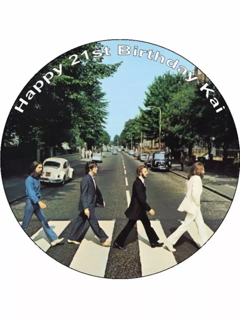 The Beatles Iconic personalised Edible Cake Topper Wafer Icing Decoration Round