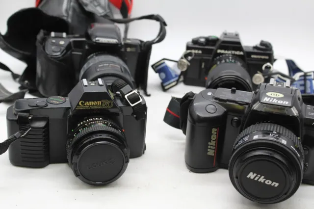 C x4 Vintage SLR Film Cameras Inc. Nikon F-401, Praktica BCA etc