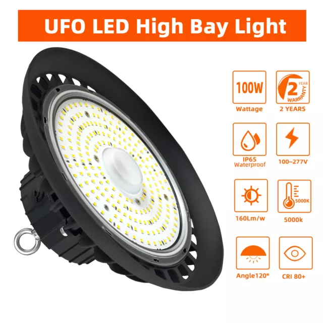 UFO LED High Bay Light 100W Industrial Lights Warehouse Gym Shop Lamps 100-277V