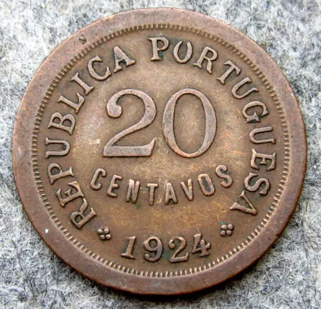 PORTUGAL 1924 20 CENTAVOS km# 574 - 1 moneda - PORTUGAL 1924 20 CENTAVOS