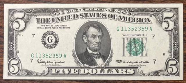 1963 Five Dollar Bill $5 Federal Reserve Note High Grade Uncirculated #75786