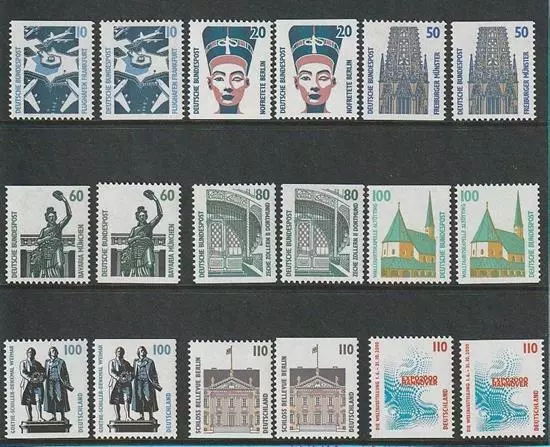 Bund aus 1987-1998 ** postfrisch MiNr. 1340-1342 C/D aus MH Sehenswürdigkeiten