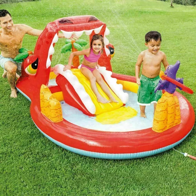 Inflatable Swimming Pool Happy Dino Paddling Water Dinosaur Garden Play Center 3