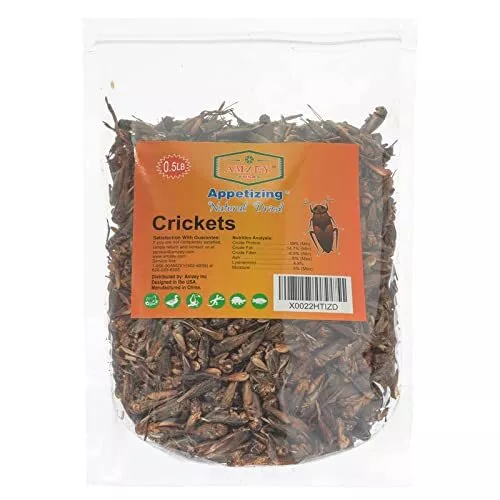 Natural Dried Crickets - Food for Bearded Dragons, Wild Birds, Chickens, Fish...