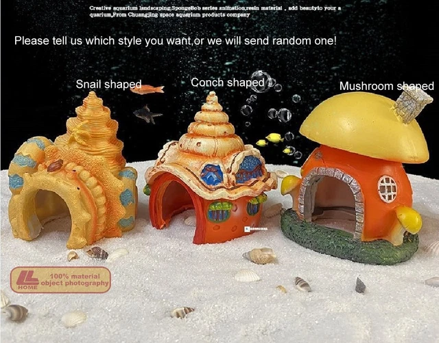 Anime snail conch mushroom house model 1PC DIY Fish Tank Accessories Decoration