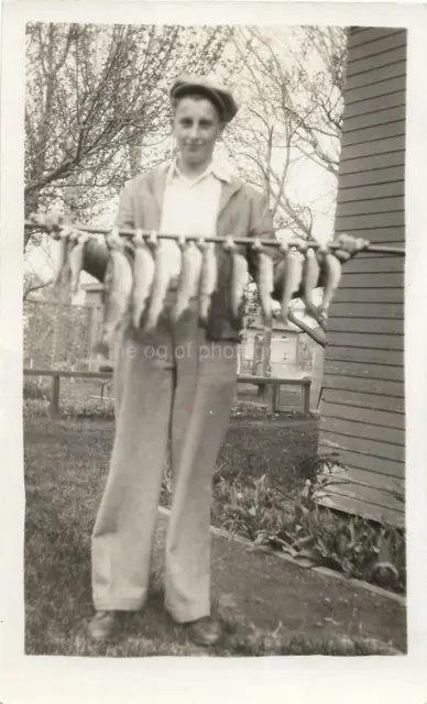 FISH GUY Vintage FOUND PHOTOGRAPH bw Man FREE SHIPPING Original Snapshot 02 6