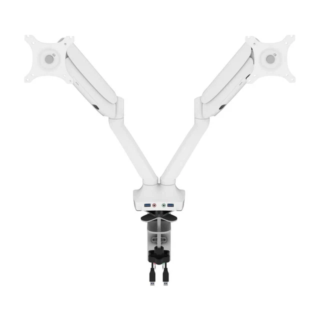 Bestar Universal Dual Monitor Arm With Pistons, White-Ak-Ma01D-17