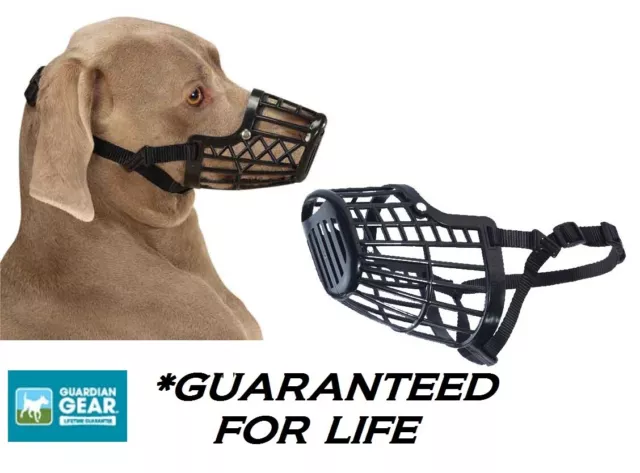 Guardian Gear LARGE DOG BLACK BASKET MUZZLE Quick Fit/Release Adjustable Safety