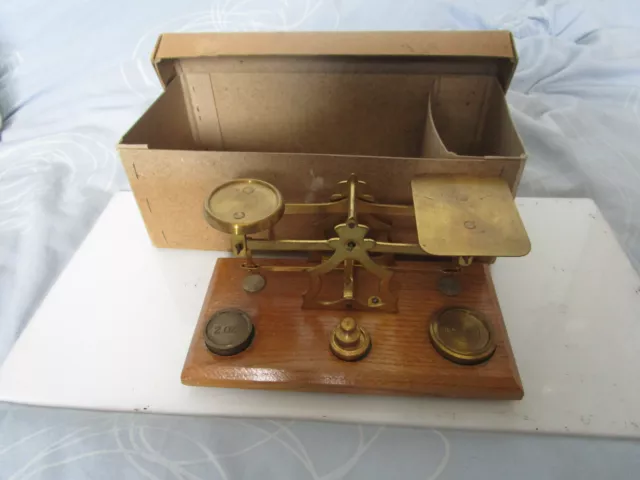 Criterion Vintage Antique Small Brass  Letter Balance Scales  With Weights