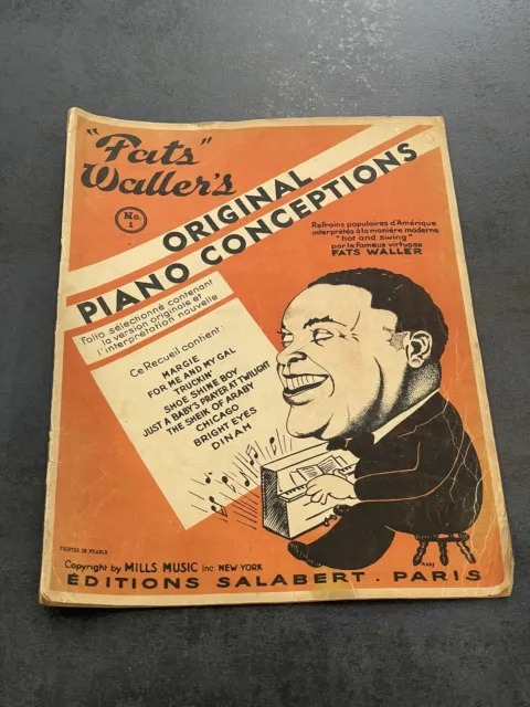Livre Feuillet Partition Musique ancien Original Piano Conceptions Fats Waller’s