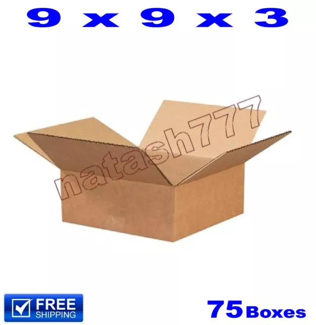 75 - 9x9x3 Cardboard Boxes 32ECT Mailing Packing Shipping Corrugated Carton