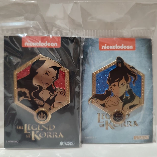 AVATAR THE LEGEND of Korra & Asami Korrasami Golden Enamel Pins Set of ...