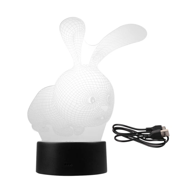 LIGHT UP RABBIT Acrylic Rabbit Models Rabbit Night Lights 3d Bedside ...