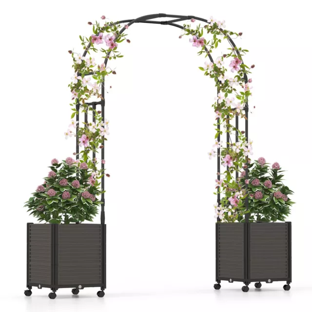 Costway 200 cm Arch Arbor Trellis Garden Metal Pergola Arbor Climbing Plants