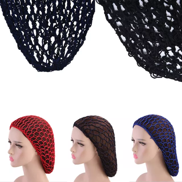 Womens Mesh Hair Net Crochet Cap Solid Color Snood Sleeping Night Cover Turb-EL