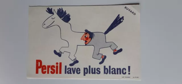 Buvard vintage  PERSIL  lave plus blanc déguisement cheval