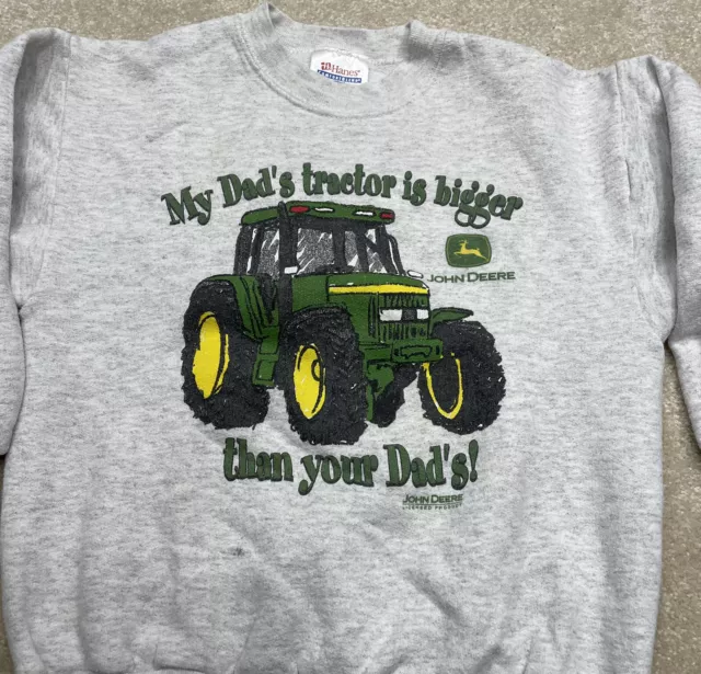 Vintage John Deere Dad’s Tractor Bigger Than Your Dad’s Sweatshirt Boys Small