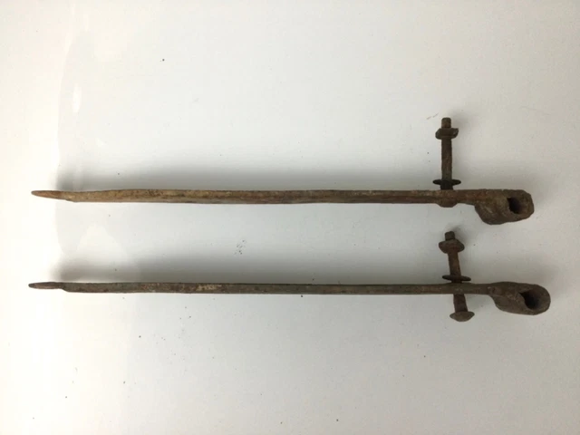 Antique Hand Forged Iron Barn Door Strap Hinges 16” Long Pair 3