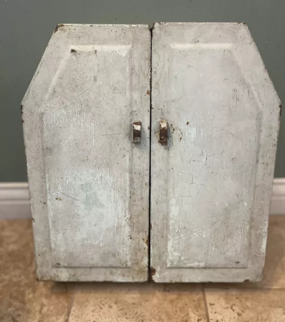 Vtg Art Deco Metal Cabinet Rustic Primitive Shabby Chic Farmhouse Hang or Sit