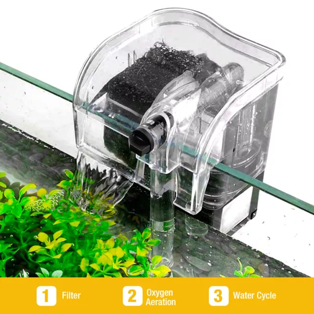 Aquarium Fish Tank Mini Waterfall Hang On External Oxygen Pump Water Filter USA