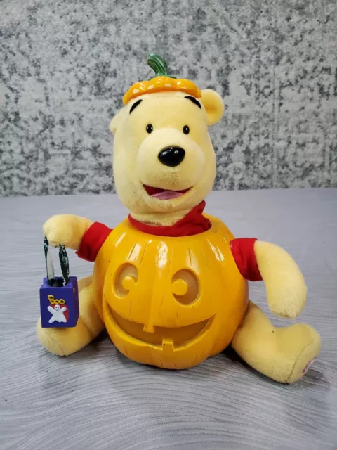 Vtg Disney Winnie Pooh Pumpkin Animated Light Up Singing Dancing Halloween works