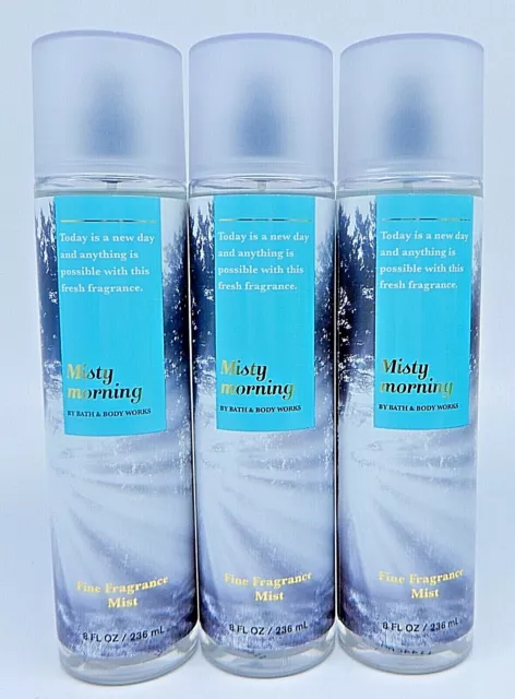 3 BATH & BODY WORKS MISTY MORNING FRESH FINE FRAGRANCE BODY MIST SPRAY 8 oz NEW