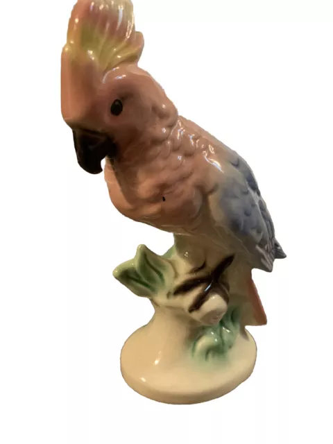 Pink And Blue Cockatoo Figurine -approx 7 Inches Tall