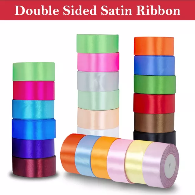 Satin Ribbon Rolls 20mm 23mm 25mm 40mm 50mm Widths Double Sided 25 Metres Ribbon