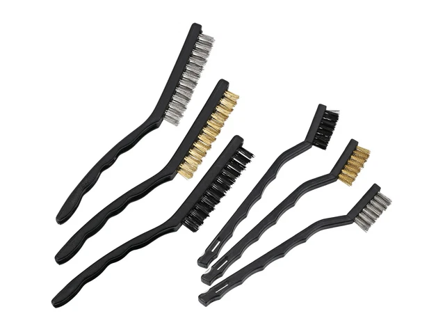 Set: Spazzole Officina, 6 Pezzi, Acciaio, Ottone, Plastica
