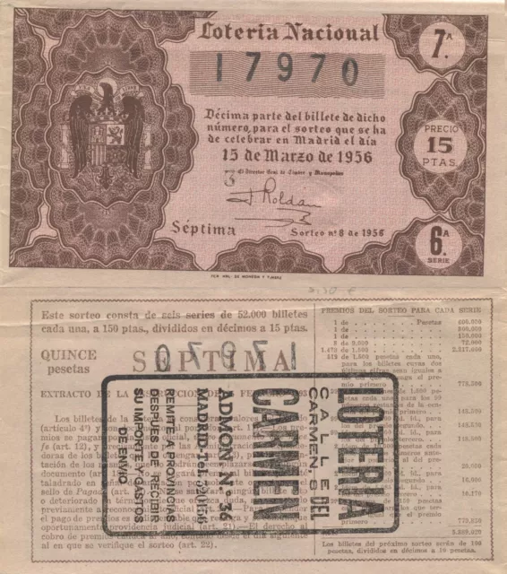 Lotteria nazionale. Estrazione numero 8 del 1956. Numero 17970.