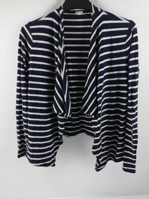 J Crew Womens Navy Blue and White Stripe Drape front long sleeve crop Size Small