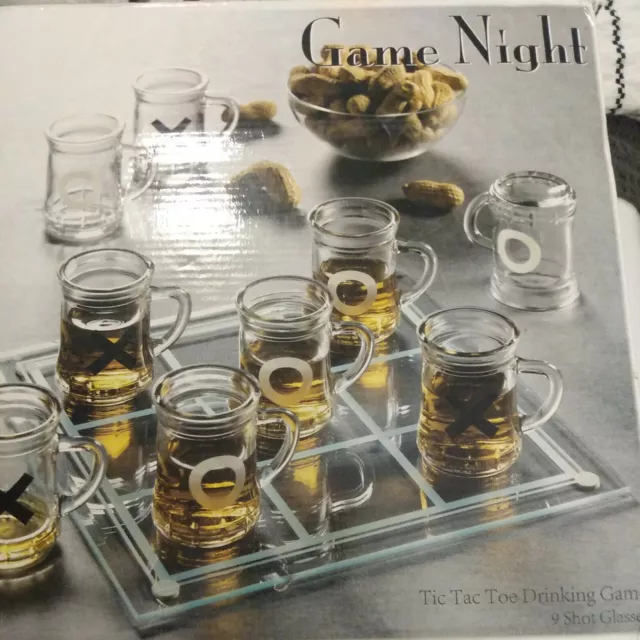 Game Night Tic Tac Toe 9 Shot Glass Drinking Adults Game Novelty