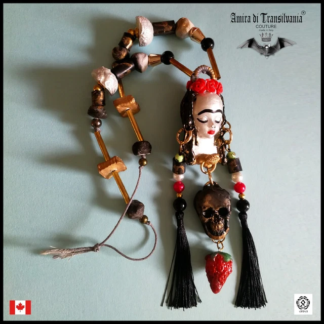 jewelry necklace original pendant mexican amulet doll talisman frida kahlo skull