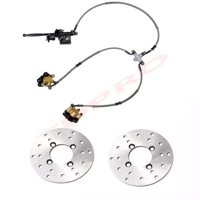 Front Hydraulic Twin Disc Brake Caliper Rotor ATV Go Kart Buggy Golf Cart Quad