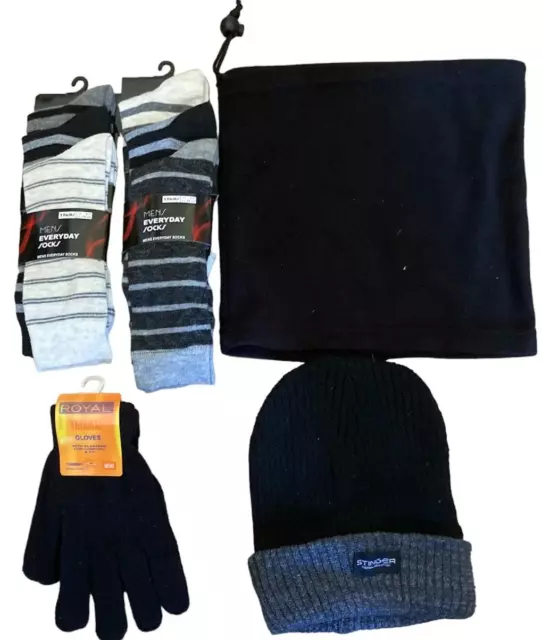 socks mens 6 pair | thermal hat | winter snood | warm gloves | boxed gifts hampe