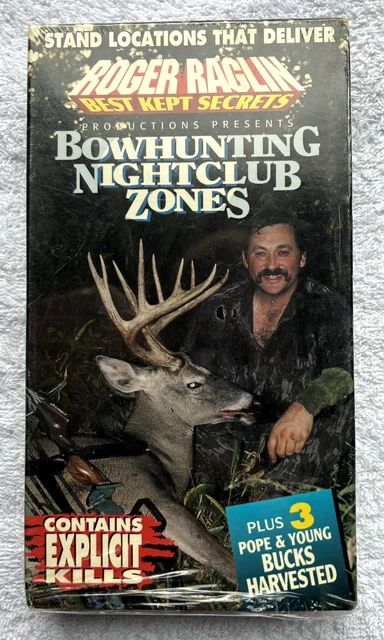 ROGER RAGLIN'S- BOWHUNTING Nightclub Zones VHS, 3 Pope & Young Bucks ...