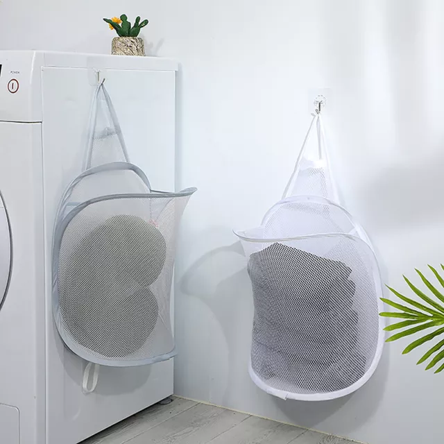 Foldable Storage Laundry Basket Organizer Dirty Clothes Mesh Bag Household