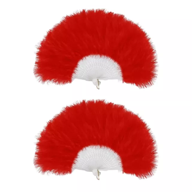 RED 20s Flapper Feather Fan Hand Held Ladies Halloween Costume Fancy Dress Party 2