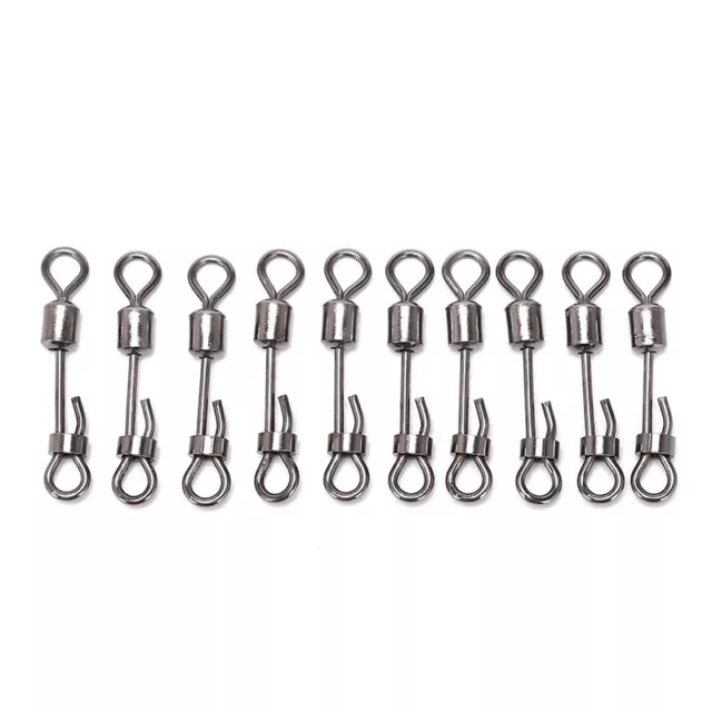 10pcs Steel Quick Lock Swivels Interlock Snap Fishing Lure Tackles Carp Fishi ZR
