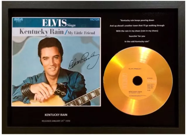 Elvis Presley 'Kentucky Rain' Signed Photo Gold Cd Disc Collectable Memorabilia