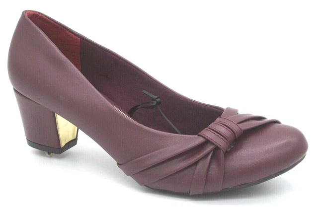 Scarpe Da Donna Rosse Bordeaux Slip On Tacco Basso A Blocco Misura 4 5 6 7 8 Aderenti