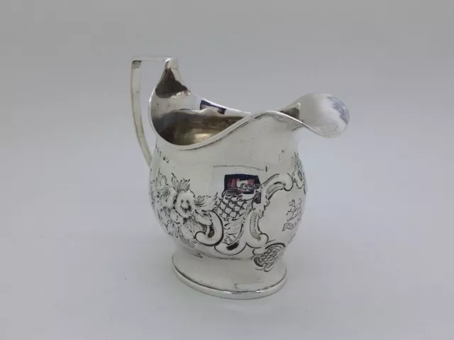 George III 1800 Sterling Silver Flowers & Scrolls Cream Jug Hallmarked London