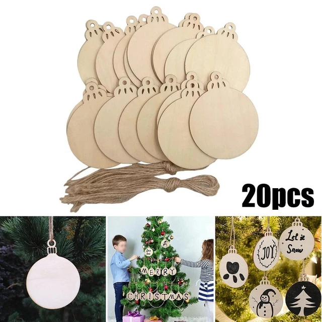 Campane di Natale Vuote Corda Iuta Morbida Legno Decorazioni Natale Appese