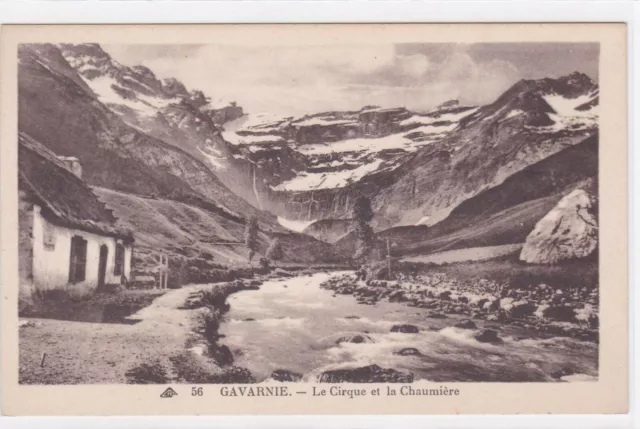 Carte Postale Ancienne Noir & Blanc Cpa Gavarnie Le Cirque Et La Chaumiere