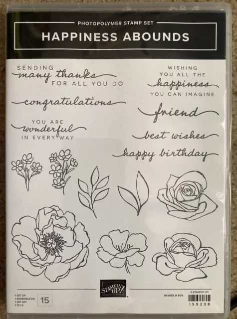 Stampin' Up! Photopolymer Stamp Set (Happiness Abounds-Blossoming Happiness Dies