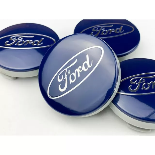 FORD ALLOY WHEEL CENTRE CAPS BLUE  4x 54MM  FOR MOST MODELS FOCUS FIESTA KA KUGA