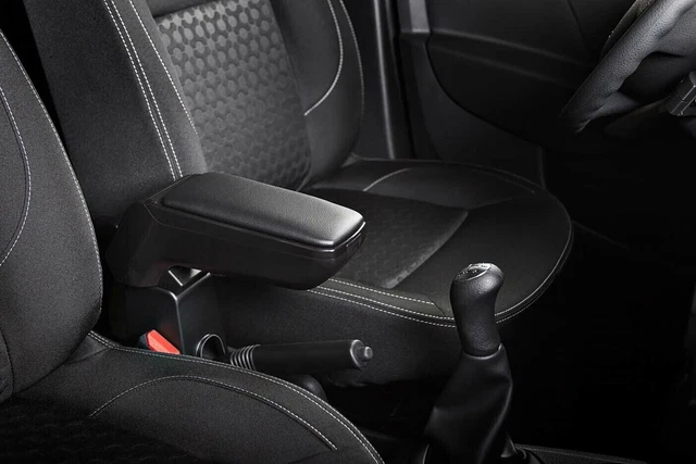 Bracciolo Centrale Auto Per Dacia Logan 2 E Sandero 2: Nero, Doppio Vano Portaoggetti Con Portabevande E USB