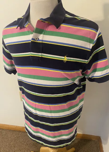 Vintage India Made Polo Ralph Lauren Madras Stripe Short Sleeve Shirt Sz Large