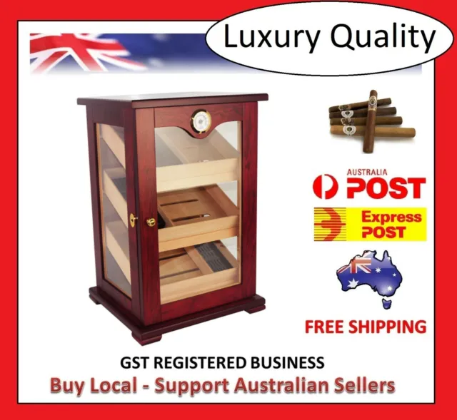 Hand Made 150+ Count Cigar Humidor Box Cabinet Mahogany Humidifier Hygrometer 23
