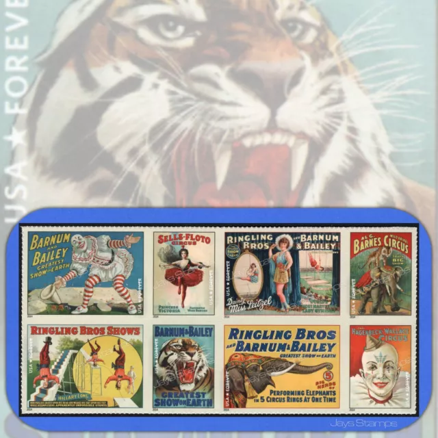 2014 VINTAGE CIRCUS POSTERS Block of 8 different GENUINE-MINT Stamps 4898-4905 a